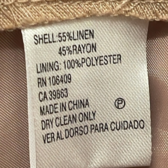 Alex Marie women’s Linen  blend Tan trouser size 12 long beltless fully lined - Picture 6 of 10